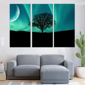 Северно сияние и дърво - картина пано за стена - Thumbnail 2