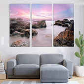 Мъгла над скалист плаж - картина пано за стена - Thumbnail 2