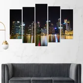 Нощен изглед от Сингапур - картина пано за стена - Thumbnail 3