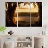 Вековни дървета и езеро - картина пано за стена - Thumbnail 2