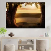 Вековни дървета и езеро - картина пано за стена - Thumbnail 1