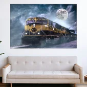 Влак и луна - картина пано за стена - Thumbnail 1