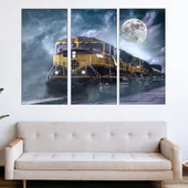 Влак и луна - картина пано за стена - Thumbnail 2