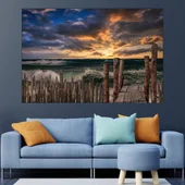 Залез над вълнуващо се море - картина пано за стена - Thumbnail 1