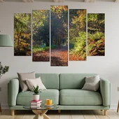 Пътека покрита с есенни листа - картина пано за стена - Thumbnail 3