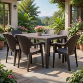 Градински стол PVC кафяв Polo MEVSIM - Thumbnail 3