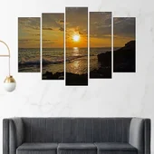Залез над морски пейзаж - картина пано за стена - Thumbnail 3