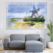 Акварел на вятърна мелница - картина пано за стена - Thumbnail 1