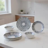 Порцеланов сервиз за хранене 24 части Сини щрихи TOPRAKSAN - Thumbnail 1