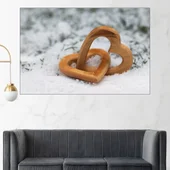 Съединени дървени сърца - картина пано за стена - Thumbnail 1