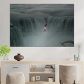 Момиче на въже над водопади - картина пано за стена - Thumbnail 1