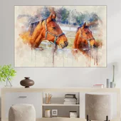 Акварел - Коне - картина пано за стена - Thumbnail 1
