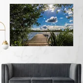 Дървен кей в езеро - картина пано за стена - Thumbnail 1