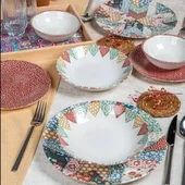 Порцеланов сервиз за хранене 24 части Сърца и цветя FARIKA - Thumbnail 1