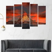 Залез над планински връх в Алпите  - картина пано за стена - Thumbnail 3