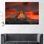 Залез над планински връх в Алпите  - картина пано за стена - Thumbnail 1