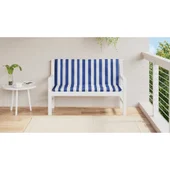 Възглавници за външни пейки 2 бр синьо-бели 120x50x7 см плат - VL361690 - Thumbnail 3