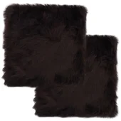 Подложки за столове 2 бр кафяви 40x40 см естествена овча кожа - VL283886 - Thumbnail 1