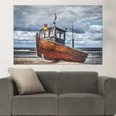 Рибарско корабче на пясъка - картина пано за стена - Thumbnail 1