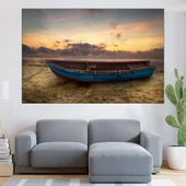 Самотна лодка на плажа - картина пано за стена - Thumbnail 1