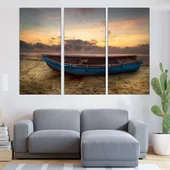 Самотна лодка на плажа - картина пано за стена - Thumbnail 2