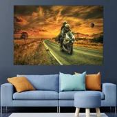Моторни ездачи по залез - картина пано за стена - Thumbnail 1