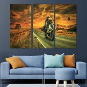 Моторни ездачи по залез - картина пано за стена - Thumbnail 2