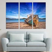 Отломки от лодка на брега - картина пано за стена - Thumbnail 2