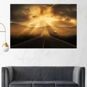Изгрев над магистрала - картина пано за стена - Thumbnail 1