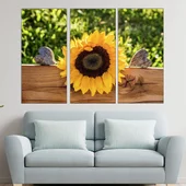 Слънчоглед и сърца - картина пано за стена - Thumbnail 2