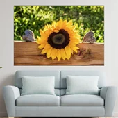 Слънчоглед и сърца - картина пано за стена - Thumbnail 1