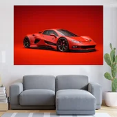 Червена спортна кола - картина пано за стена - Thumbnail 1
