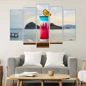 Коктейл с лимон на плажа - картина пано за стена - Thumbnail 3