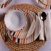 Порцеланов сервиз за хранене 24 части Цветни линии TULU PORSELEN - Thumbnail 1