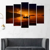 Рибари се прибират по залез - картина пано за стена - Thumbnail 3
