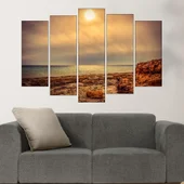 Облачно време над скалист бряг - картина пано за стена - Thumbnail 3