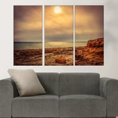 Облачно време над скалист бряг - картина пано за стена - Thumbnail 2