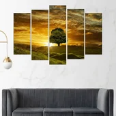 Залез и самотно дърво - картина пано за стена - Thumbnail 3