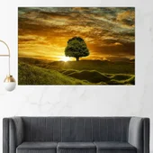 Залез и самотно дърво - картина пано за стена - Thumbnail 1
