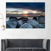 Залез над каменист бряг - картина пано за стена - Thumbnail 1