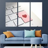 Клавиатура с бутон сърце - картина пано за стена - Thumbnail 2