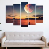 Огромна луна над морето - картина пано за стена - Thumbnail 3