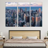 Чикаго по здрач - картина пано за стена - Thumbnail 2