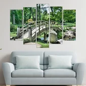 Дървен мост в градина - картина пано за стена - Thumbnail 3