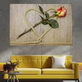 Роза и сърце от въже - картина пано за стена - Thumbnail 1