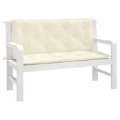Възглавници за градински пейки 2 бр Кремавобял 120x50x7 см плат - VL361680 - Thumbnail 3
