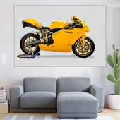 Жълт мотоциклет Дукати - картина пано за стена - Thumbnail 1