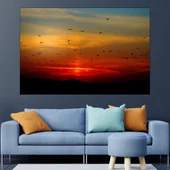Птици посрещат изгрева - картина пано за стена - Thumbnail 1