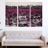Червени лотоси във водата - картина пано за стена - Thumbnail 2