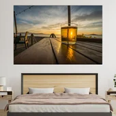 Залез през коктейл на масата - картина пано за стена - Thumbnail 1